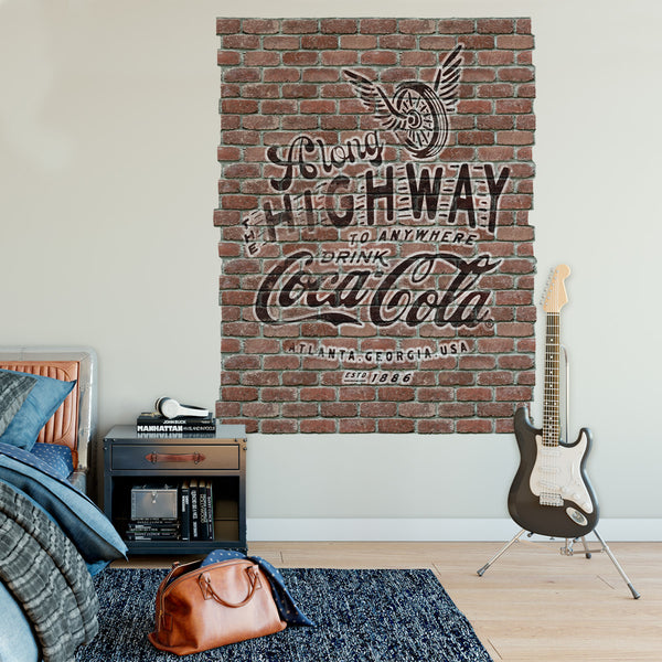 Coca-Cola Highway to Anywhere Ghost Sign Graphic Faux Brick Mural