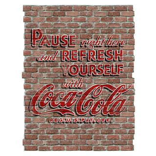 Coca-Cola Pause Refresh Ghost Sign Graphic Faux Brick Mural