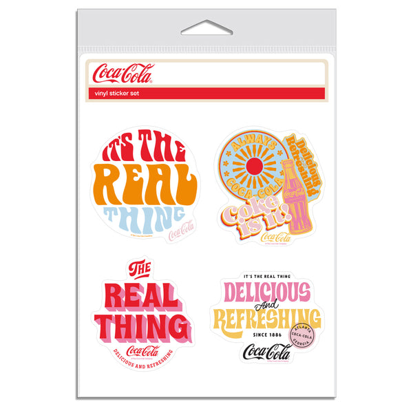Coca-Cola Real Thing Slogans Vinyl Sticker Set of 4
