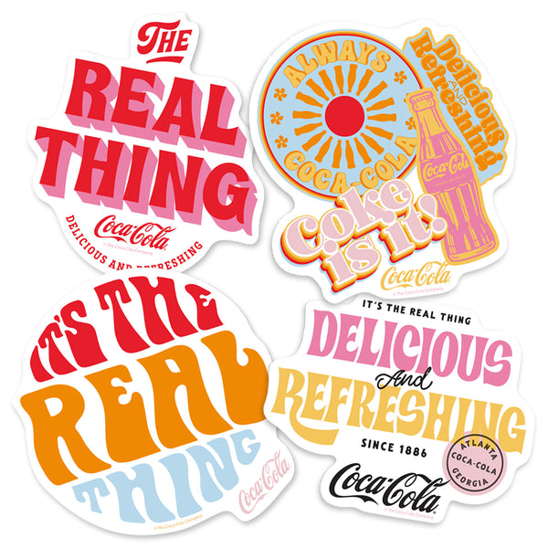 Coca-Cola Real Thing Slogans Vinyl Sticker Set of 4