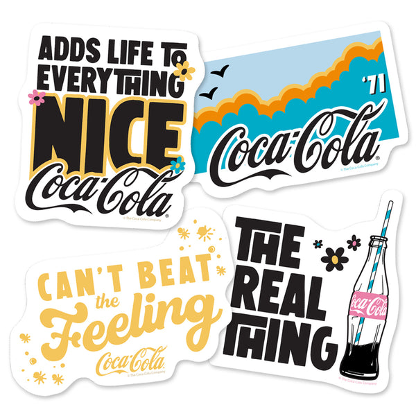 Coca-Cola Adds Life 1970s Style Vinyl Sticker Set of 4