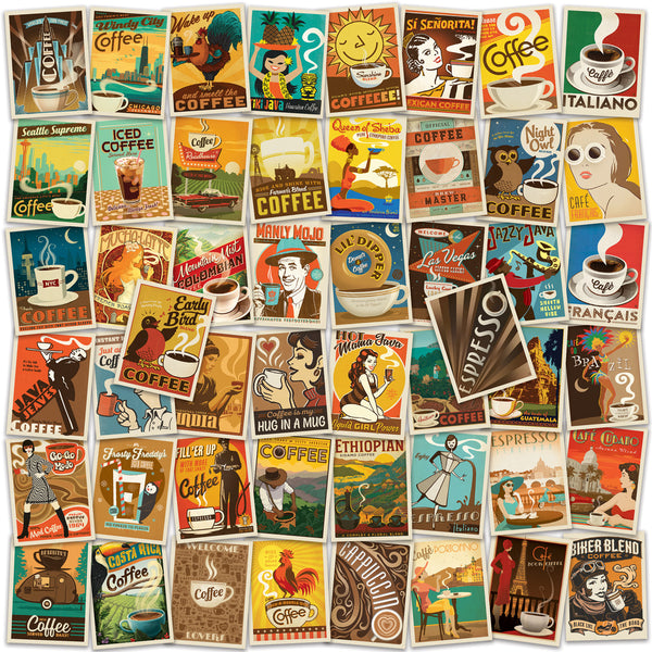 Coffee Around the World Vinyl Sticker Set of 50
