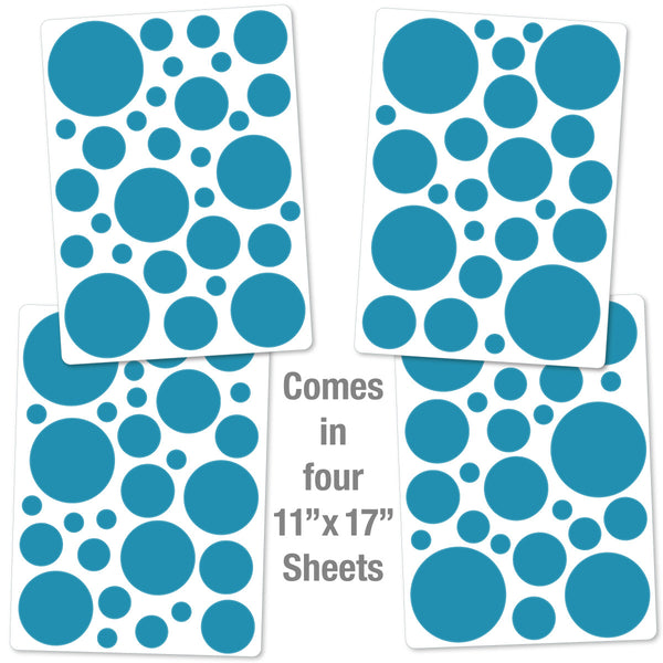 Retro Circles Solid Color Decals Medium Set of 108