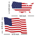 US American Flag & Map Patriotic Vinyl Sticker Set of 2