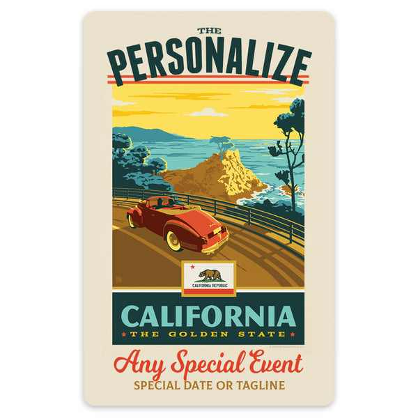 California State Pride Personalized Vinyl Sticker Set of 40