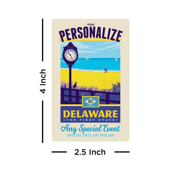 Delaware State Pride Personalized Vinyl Sticker Set of 40