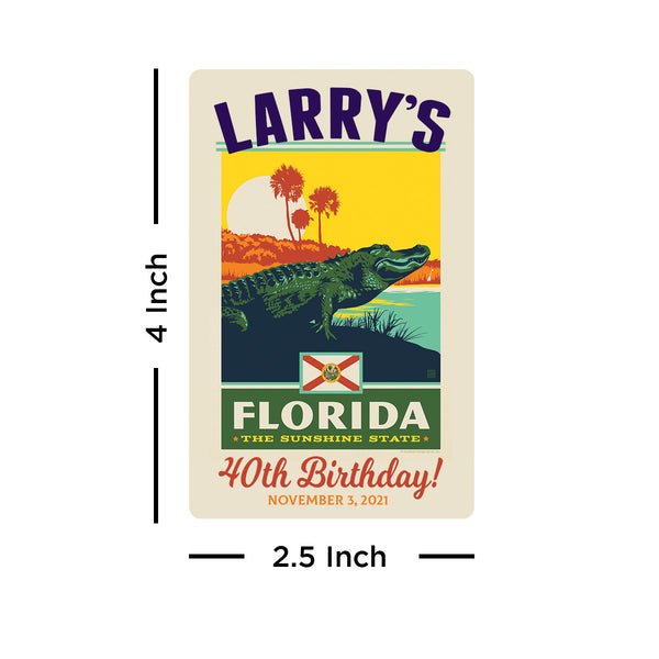 Florida State Pride Personalized Vinyl Sticker Set of 40