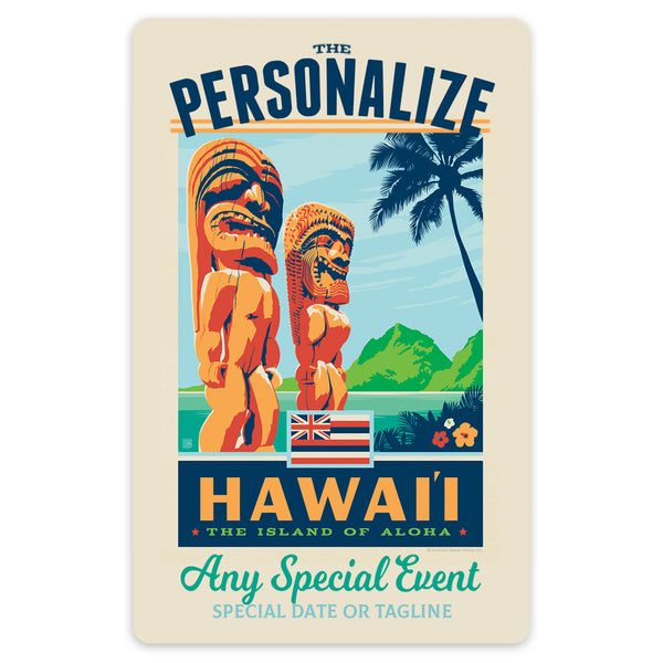 Hawaii State Pride Personalized Vinyl Sticker Set of 40
