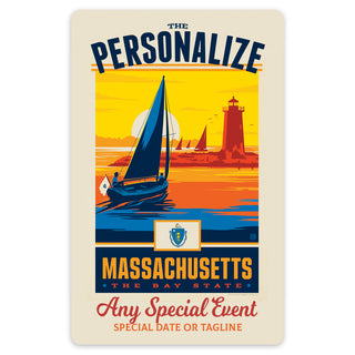 Massachusetts State Pride Personalized Vinyl Sticker Set of 40