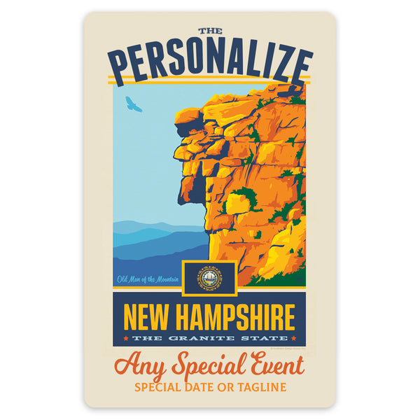 New Hampshire State Pride Personalized Vinyl Sticker Set of 40