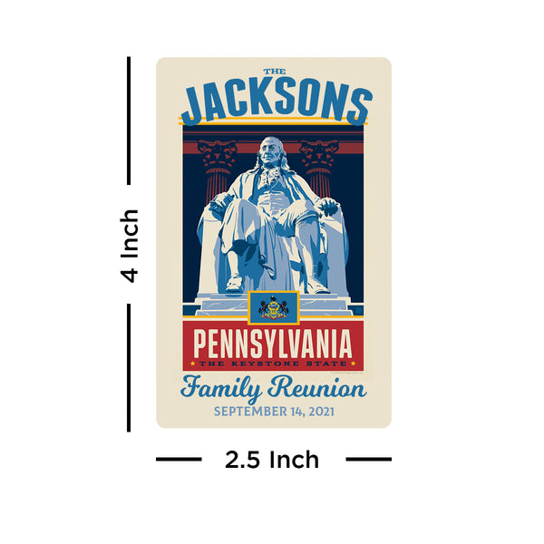 Pennsylvania State Pride Personalized Vinyl Sticker Set of 40