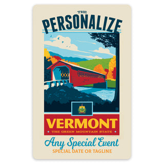 Vermont State Pride Personalized Vinyl Sticker Set of 40