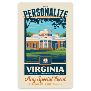 Virginia State Pride Personalized Vinyl Sticker Set of 40