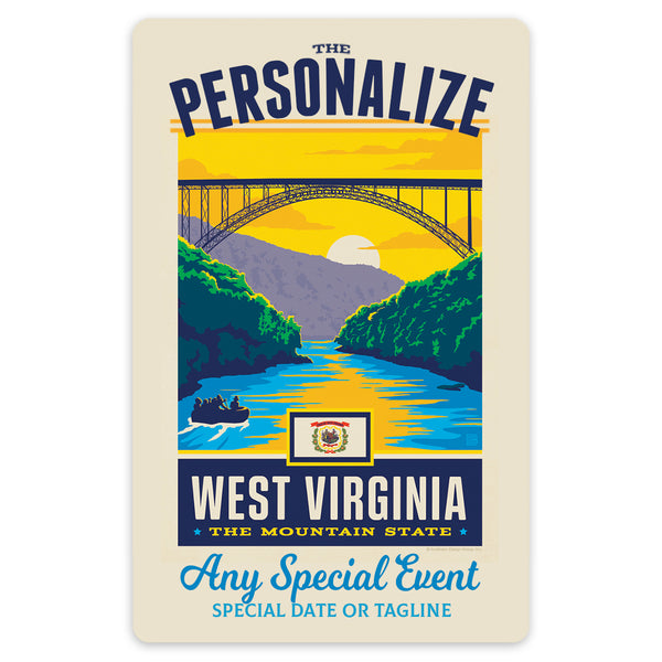 West Virginia State Pride Personalized Vinyl Sticker Set of 40