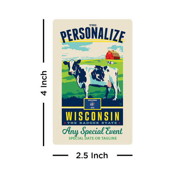 Wisconsin State Pride Personalized Vinyl Sticker Set of 40
