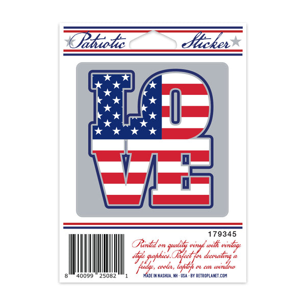 LOVE Letters USA Flag Patriotic Mini Vinyl Sticker