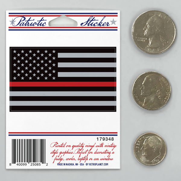 Thin Red Line Firefighter USA Flag Patriotic Mini Vinyl Sticker