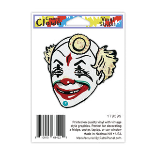 Creepy Circus Clown Bald Head Mini Vinyl Sticker
