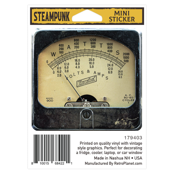 Voltmeter Gauge Steampunk Mini Vinyl Sticker