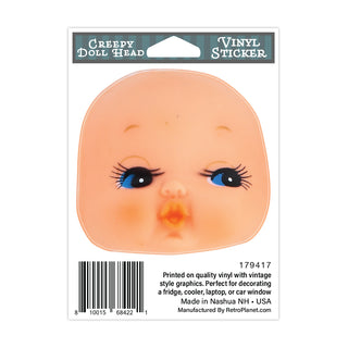 Creepy Doll Head Kissy Face Mini Vinyl Sticker