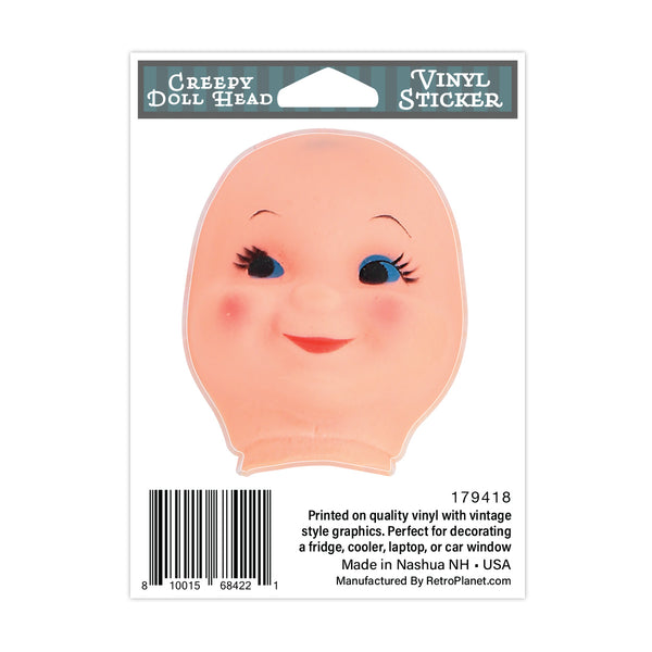 Creepy Doll Head Cute Face Mini Vinyl Sticker