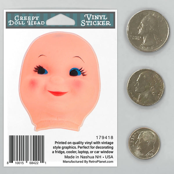 Creepy Doll Head Cute Face Mini Vinyl Sticker