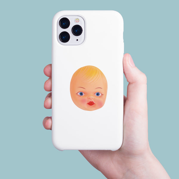 Creepy Doll Head Blonde Mini Vinyl Sticker