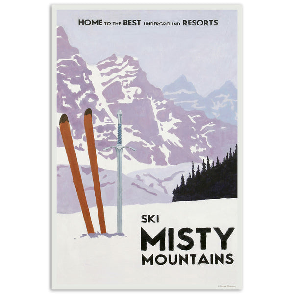 Ski Misty Mountains Fantasy Travel Decal