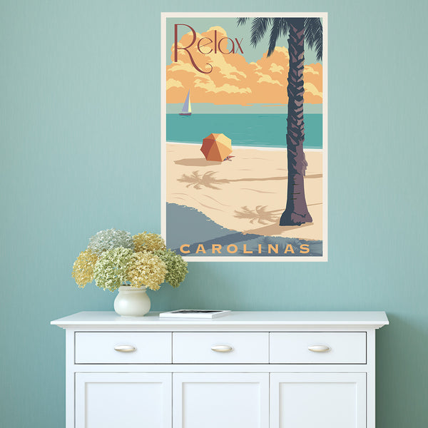 Relax Carolinas Beach Umbrella Travel Decal