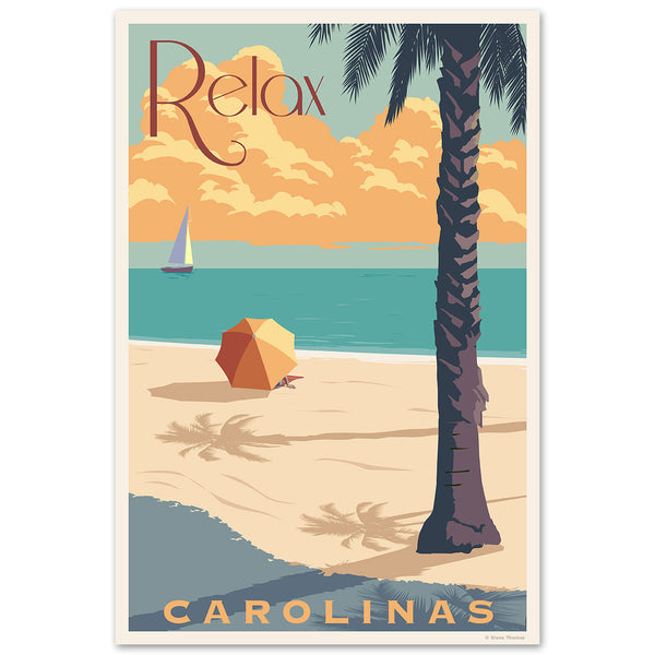 Relax Carolinas Beach Umbrella Travel Decal