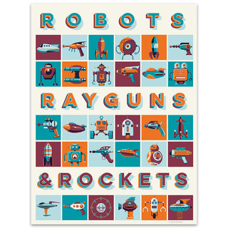 Retro Robots Ray Guns Rockets Sci Fi Decal