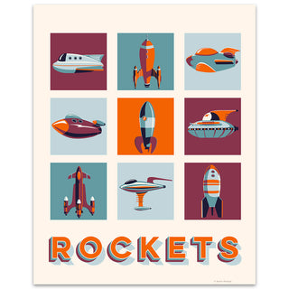 Retro Rockets Sci Fi Decal