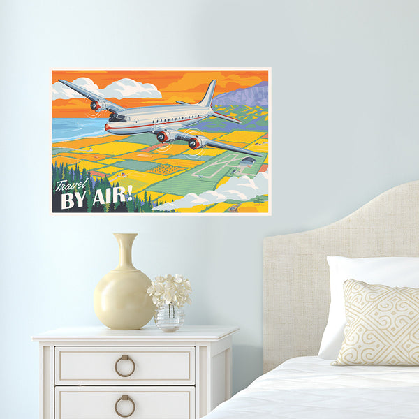 Travel By Air Plane Decal Vintage Style