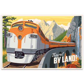 Travel By Land Train Decal Vintage Style