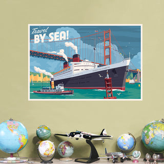 Travel By Sea Ship Decal Vintage Style