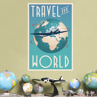 Travel The World Plane Decal Vintage Style