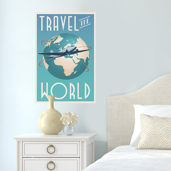Travel The World Plane Decal Vintage Style