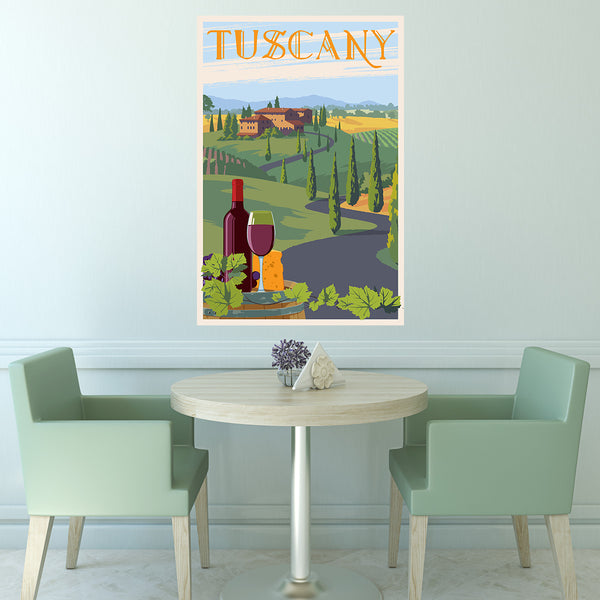 Tuscany Italian Wine Travel Decal Vintage Style