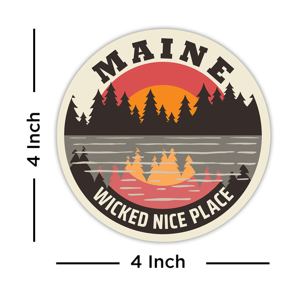 Maine Lake Sunset Vinyl Sticker