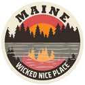 Maine Lake Sunset Vinyl Sticker