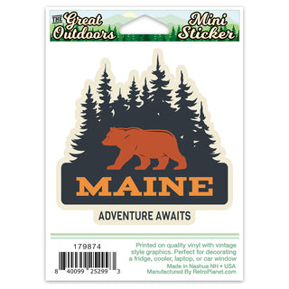 Maine Adventure Bear Mini Vinyl Sticker