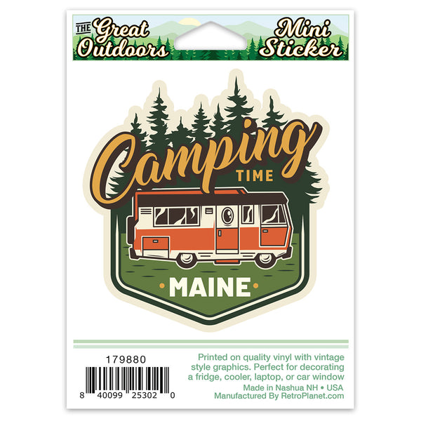 Maine Camping Time Mini Vinyl Sticker
