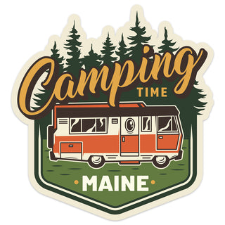 Maine Camping Time Mini Vinyl Sticker