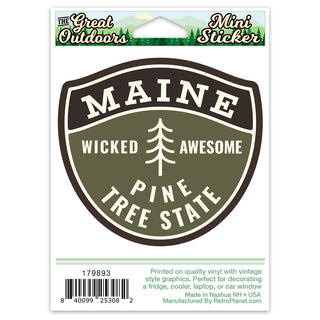 Maine Pine Tree Road Sign Mini Vinyl Sticker