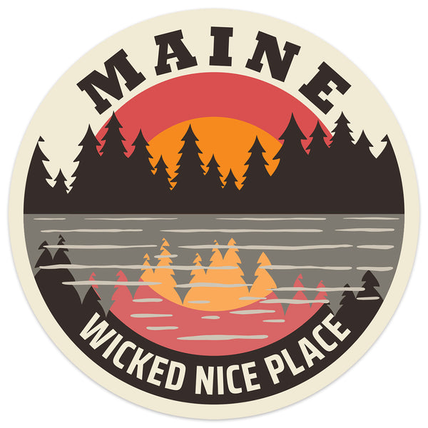 Maine Lake Sunset Mini Vinyl Sticker