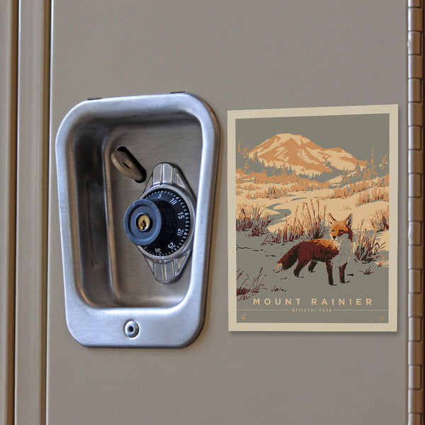 Mount Rainier National Park Washington Fox Vinyl Sticker