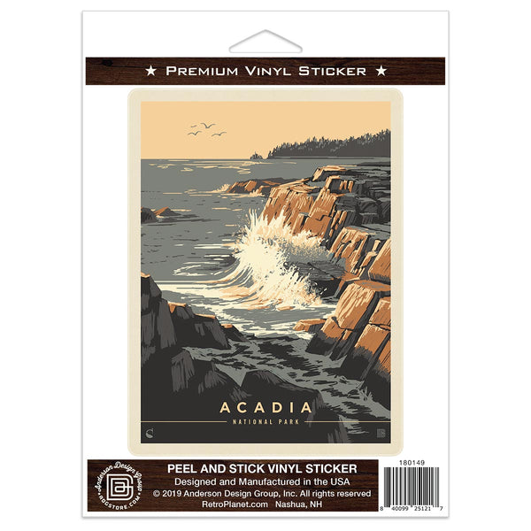 Acadia National Park Maine Breakers Vinyl Sticker