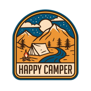 Happy Camper Mountain Stream Die Cut Vinyl Sticker