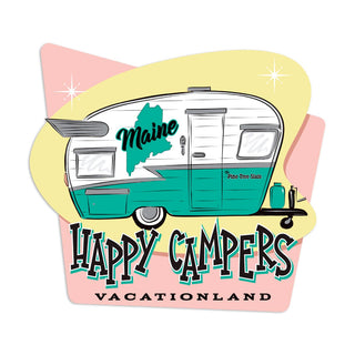 Maine Happy Campers Retro Die Cut Vinyl Sticker