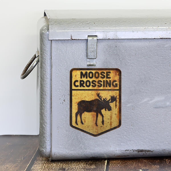 Maine Moose Crossing Die Cut Vinyl Sticker